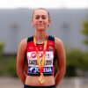 Icía Ares, do Ames Atletismo Savante, campioa de España sub-18 na proba 5.000 marcha en pista
